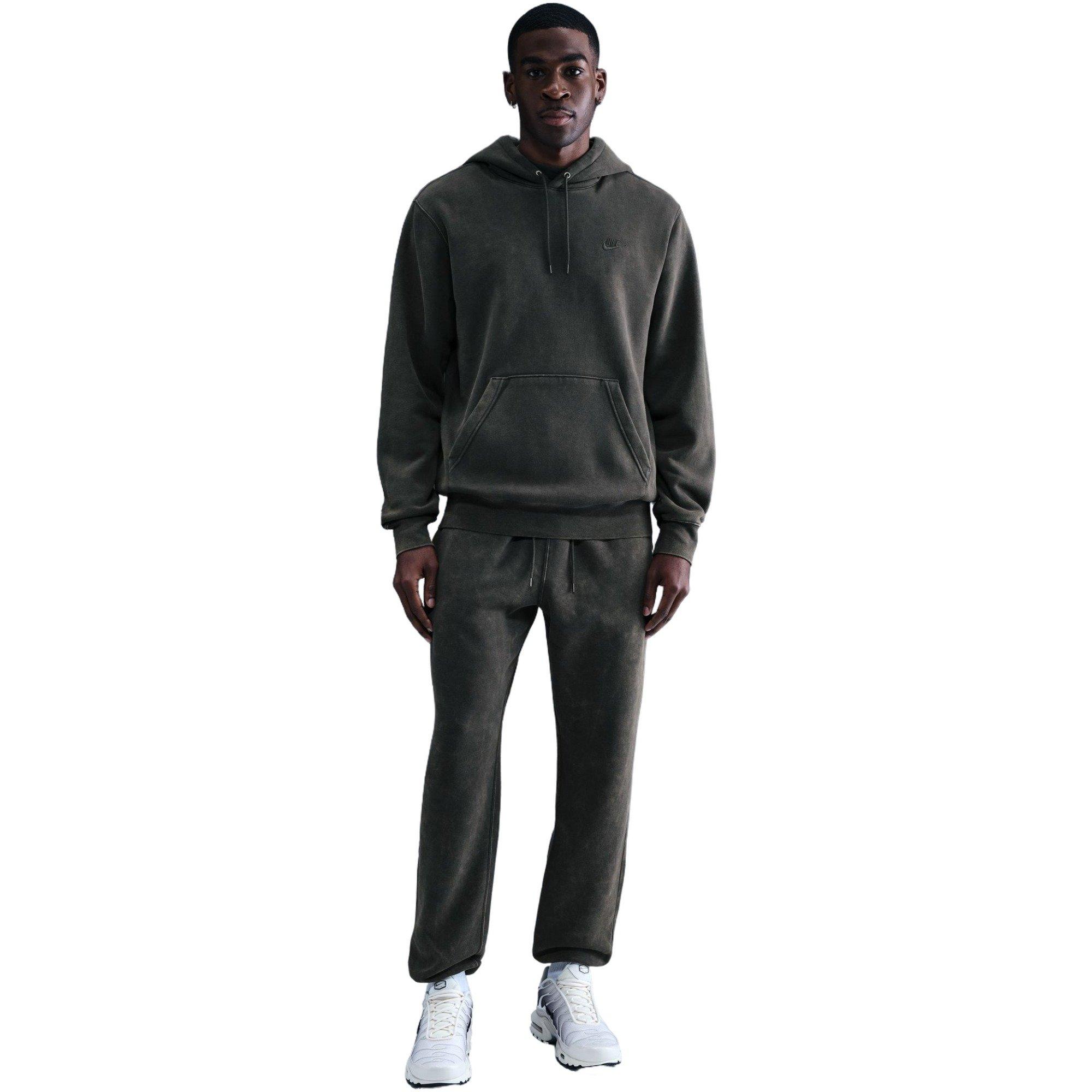 Nike Men's Sportswear Club Washed Cuffed Fleece Pants - Dark Grey - DARK GREY